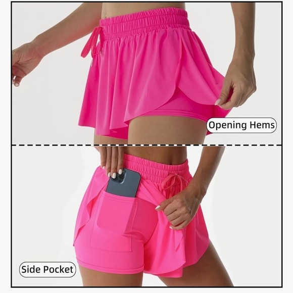 Nexsonic Hot Pink Running Butterfly 2-in-1 Double Layer Quick-Drying Shorts - M - Picture 7 of 10